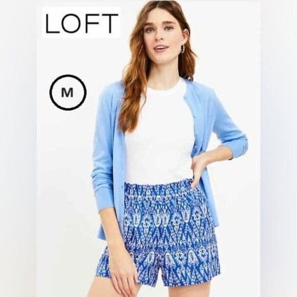 Loft - Women's Linen Blend Shorts - Blue/White. Size: M. NWT - Picture 1 of 8